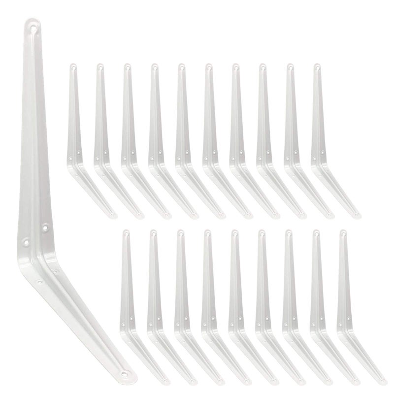 Joroamp Shelf Brackets 12 Inch, 20 Pack White Metal Heavy Duty L Adjustable Floating Shelves Bracket, 12 x 10 Inch Closet Pipe Decorative Shelf Angle Bracket for Wall Wood with Screws - Image 1